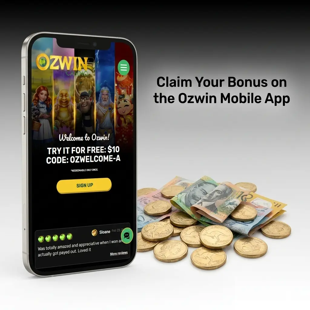 Ozwin mobile casino app screen