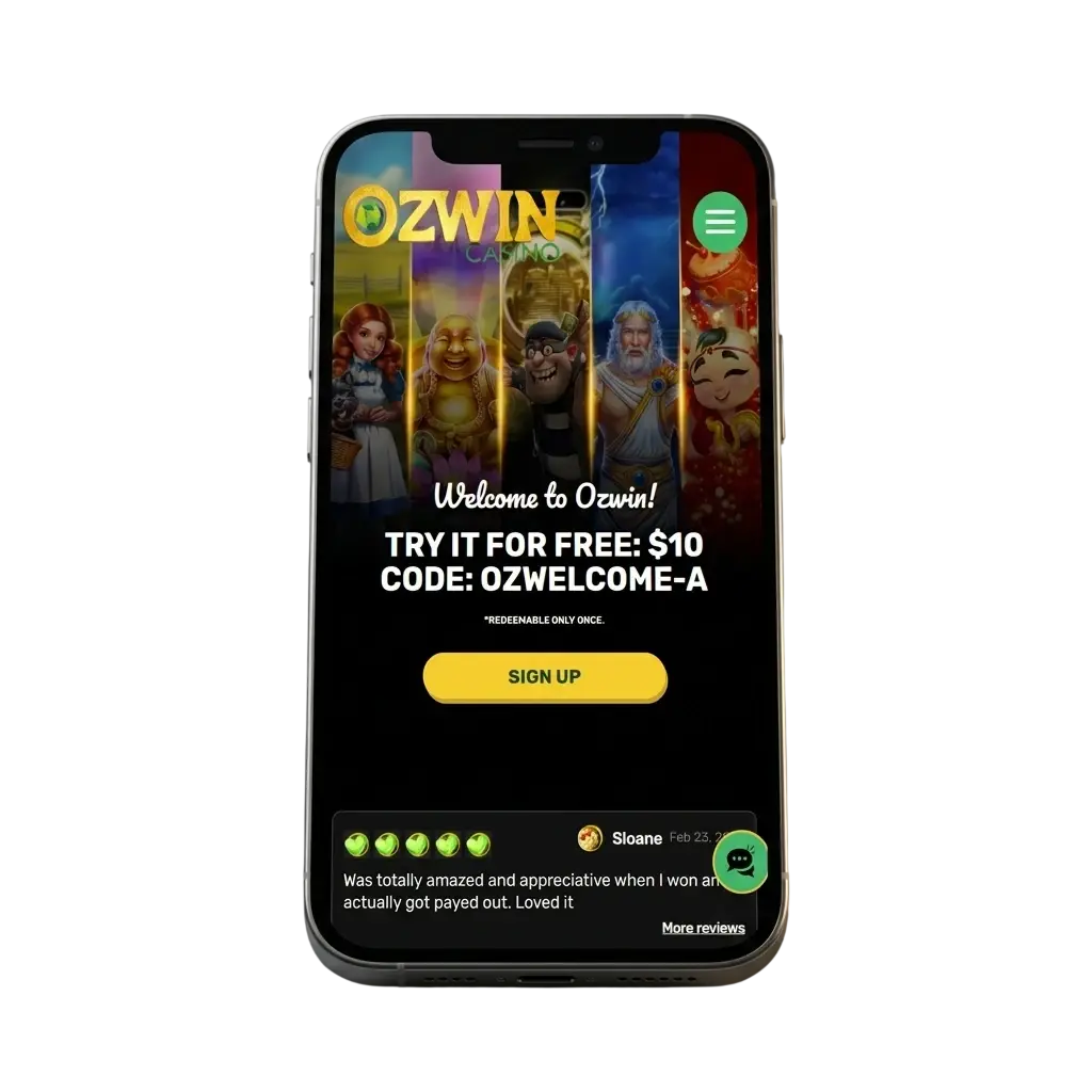Ozwin app download screen for Android and iOS in Australia