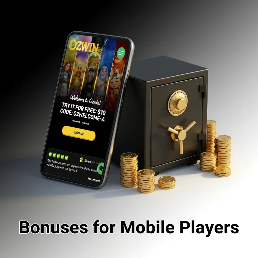 Mobile player browsing Ozwin casino app bonuses