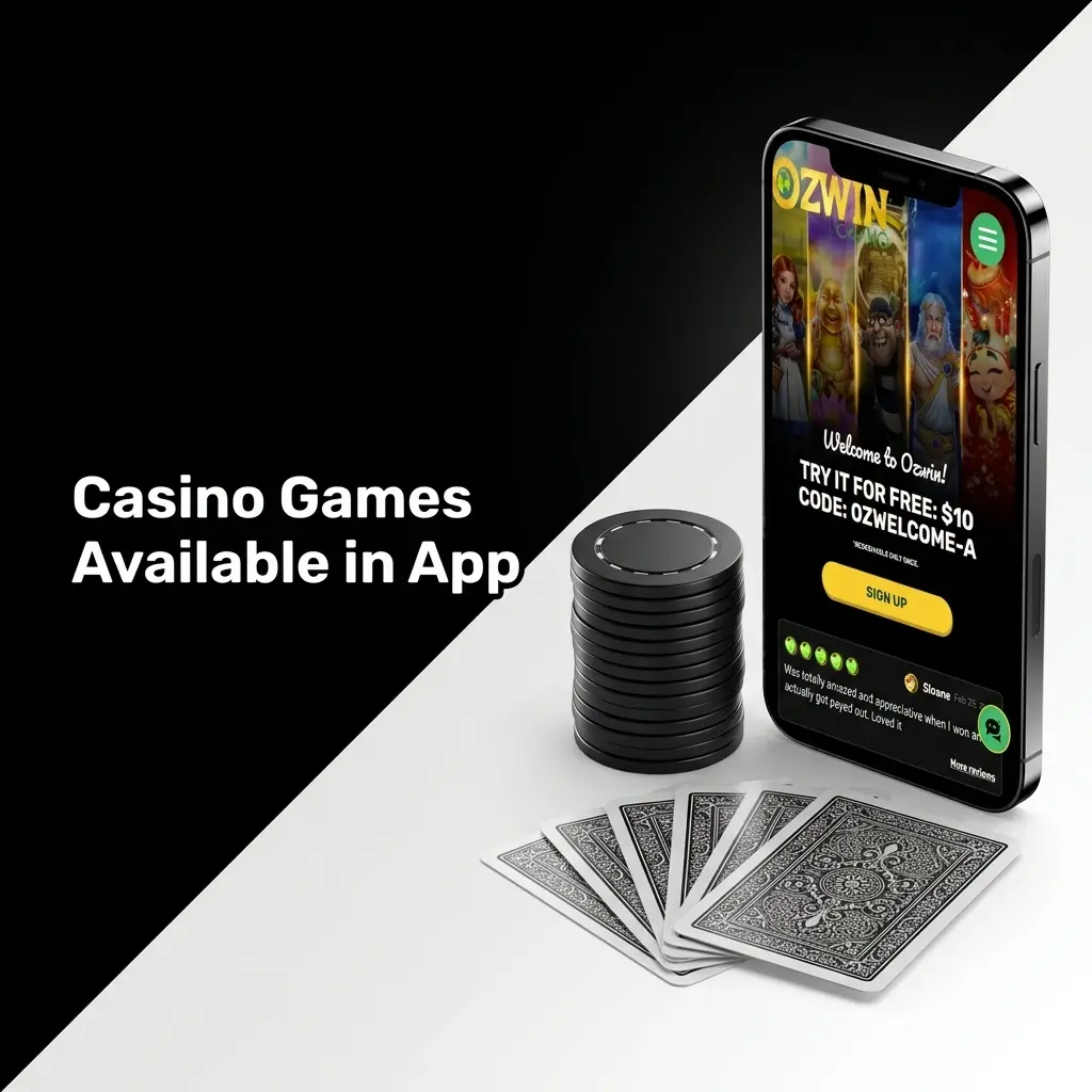 Casino games lobby screen in the Ozwin app