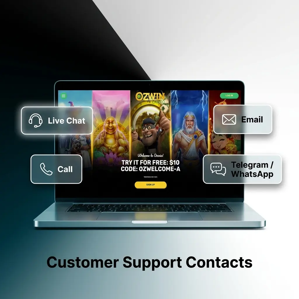 Ozwin Casino customer support team assisting a player