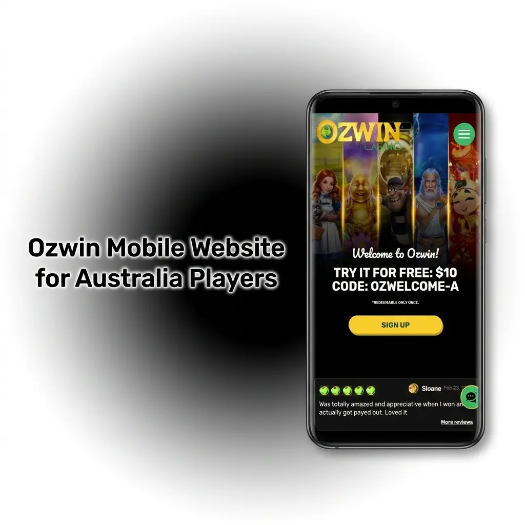 Ozwin mobile website on a smartphone browser