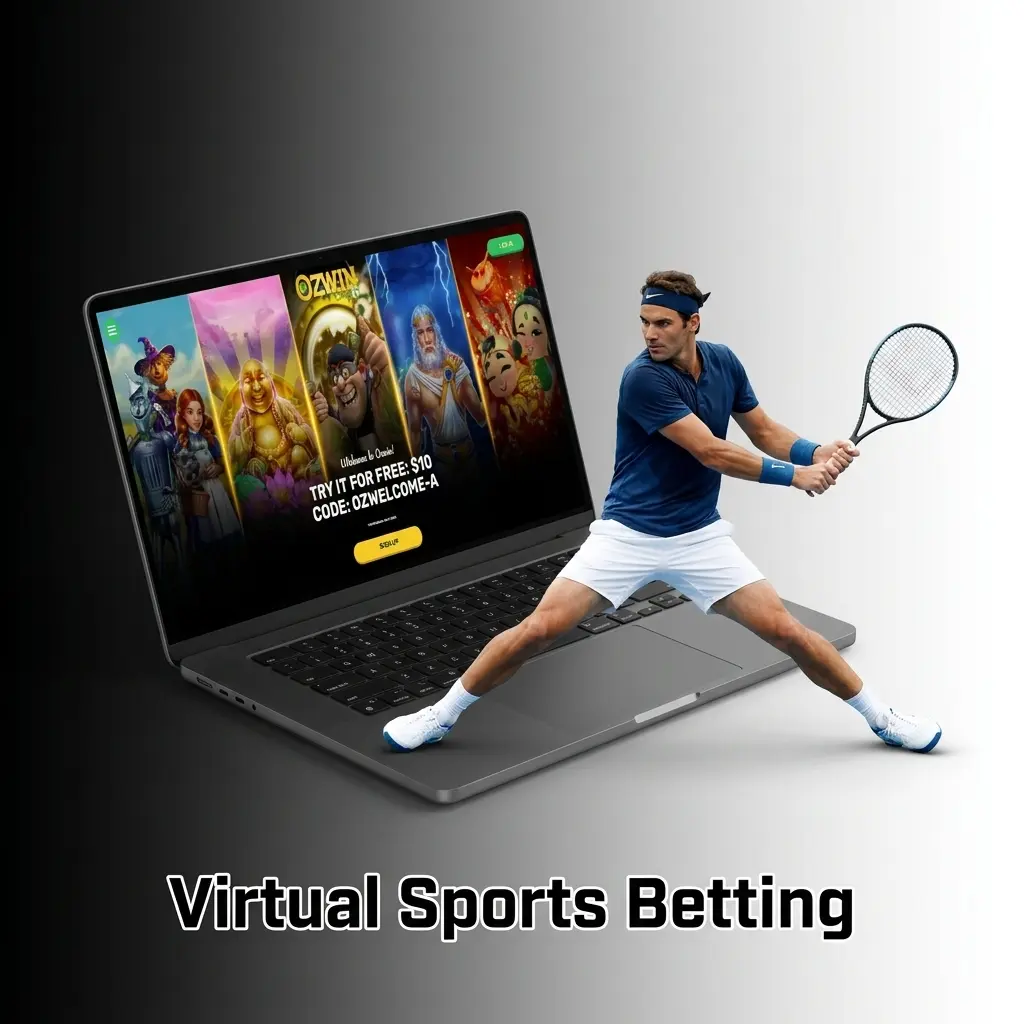 Virtual sports betting screens showing simulated football, horse racing, greyhound racing and tennis