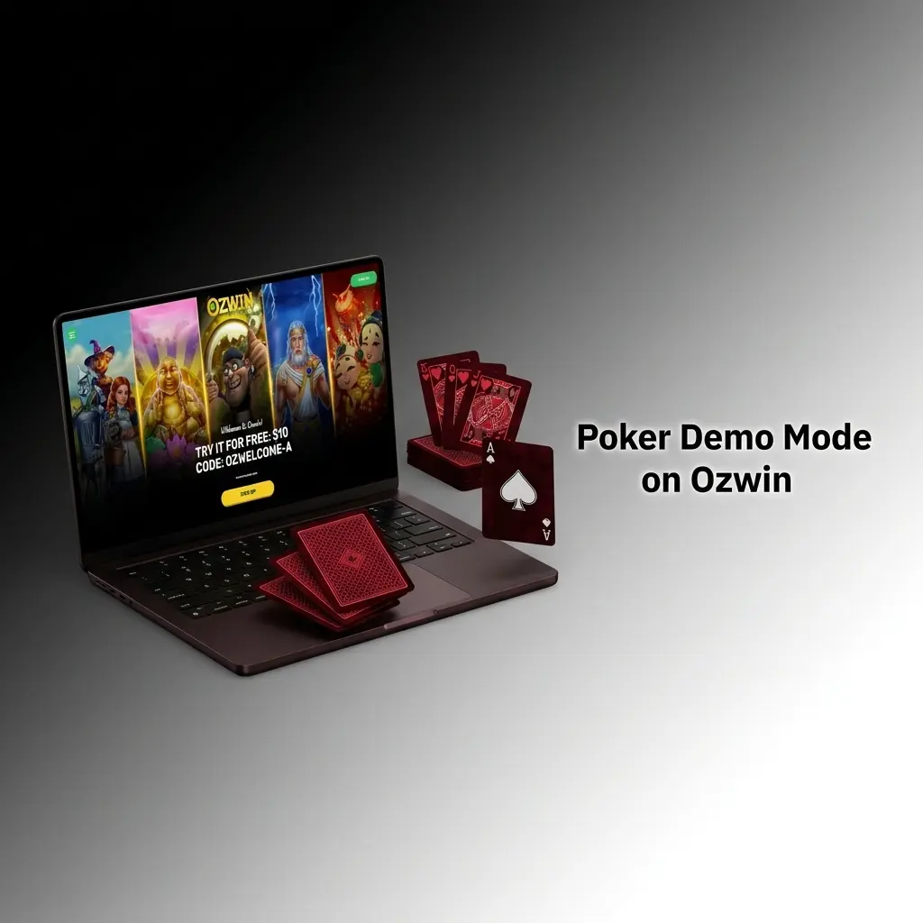 Ozwin poker demo mode screen with virtual credits
