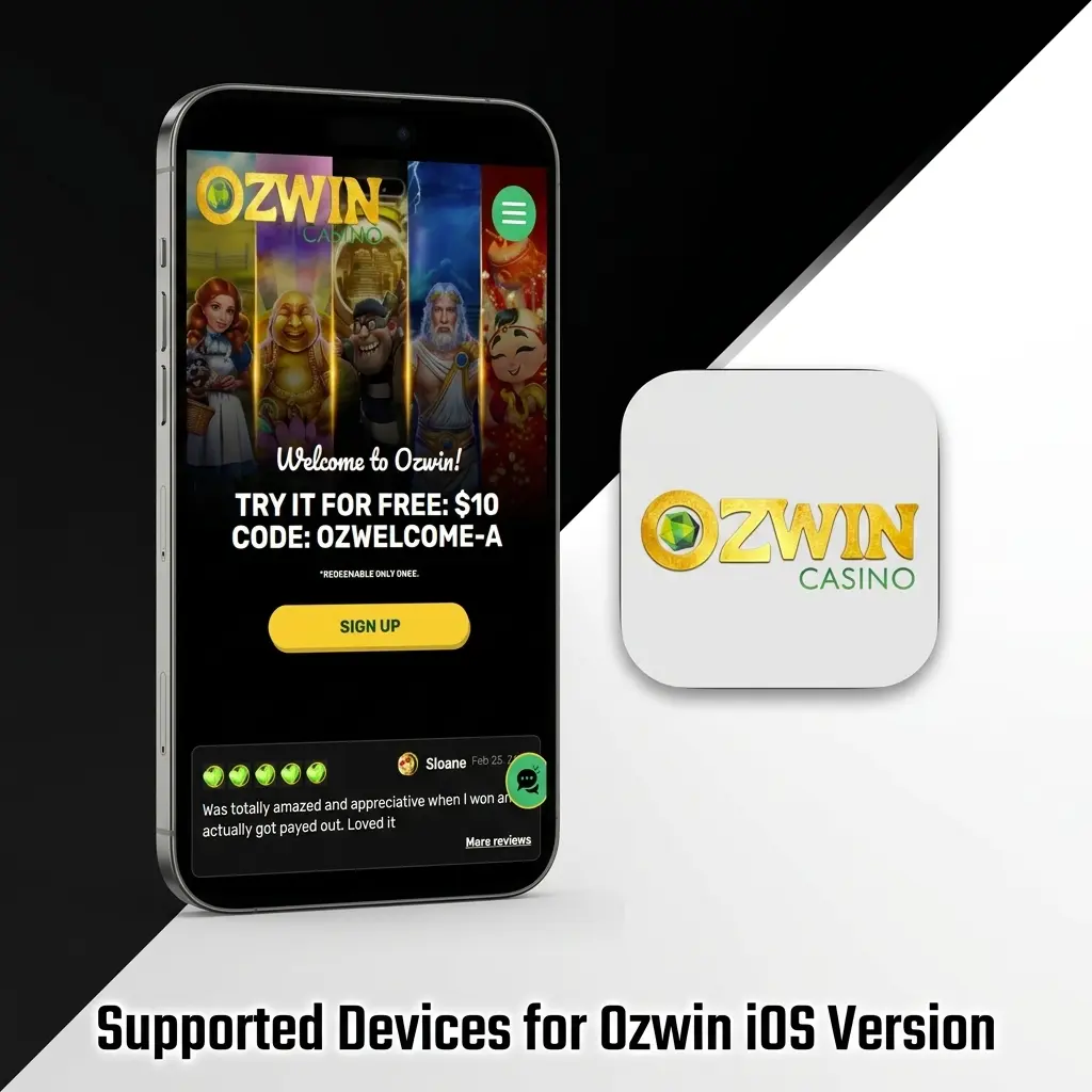 Ozwin app running on a supported Apple iPhone