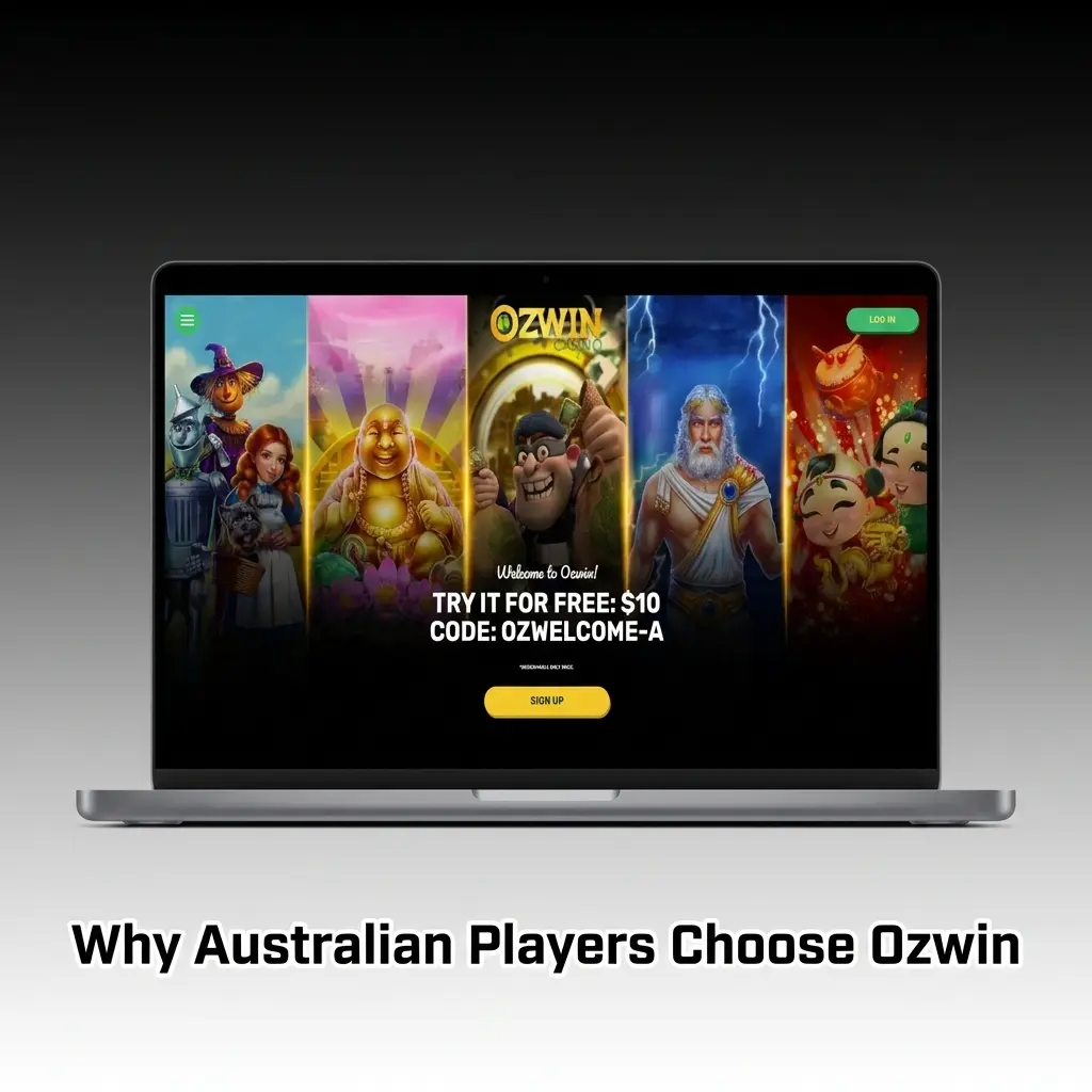 Ozwin online casino app on a mobile device